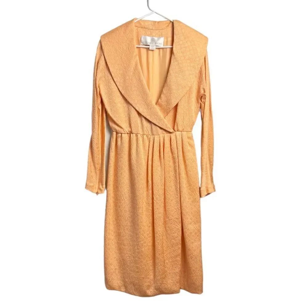 NWT Vintage 1970s Carolyne Roehm Union Label Silk Cotton Blend Wrap Dress Size 8